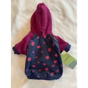 Fitwarm Pet Hoodie Polka Dot Fleece Dog Sweater Burgundy Navy Blue Small